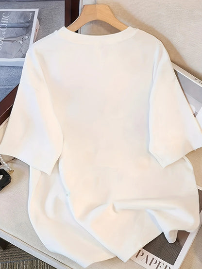 Ladies Summer 100% Cotton Women'S T-Shirt Bottoming Basic Fashionable Solid Lady Short Sleeve Loose Tops Shirts㎡ Tops