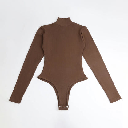 Long Sleeve Bodysuit Women'S Warm Turtleneck Tops Sexy Ribbed Bodycon Bodies for Women Bodysuits in Black One-Piece Outfits