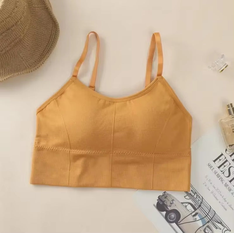 Women Tank Crop Top Seamless Underwear Female Crop Tops Sexy Lingerie Intimates with Removable Padded Camisole Femme Fashion
