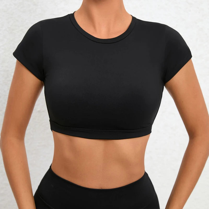 Summer Sports Shirts Breathable Workout Tops Fitness Sportswear Backless Yoga Clothing Sport Crop Tops Women Gym Top