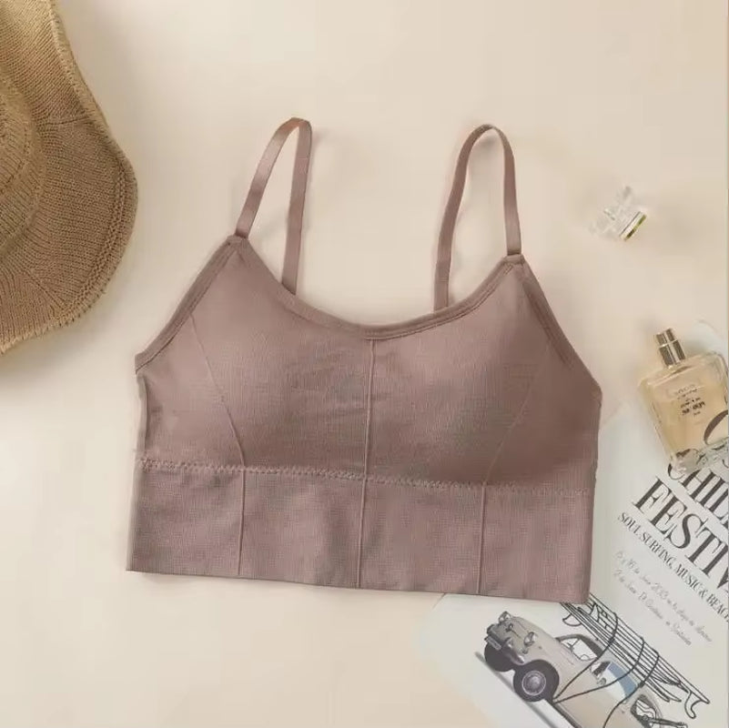 Women Tank Crop Top Seamless Underwear Female Crop Tops Sexy Lingerie Intimates with Removable Padded Camisole Femme Fashion