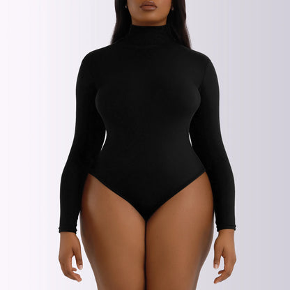 Long Sleeve Bodysuit Women'S Warm Turtleneck Tops Sexy Ribbed Bodycon Bodies for Women Bodysuits in Black One-Piece Outfits