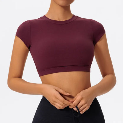Summer Sports Shirts Breathable Workout Tops Fitness Sportswear Backless Yoga Clothing Sport Crop Tops Women Gym Top