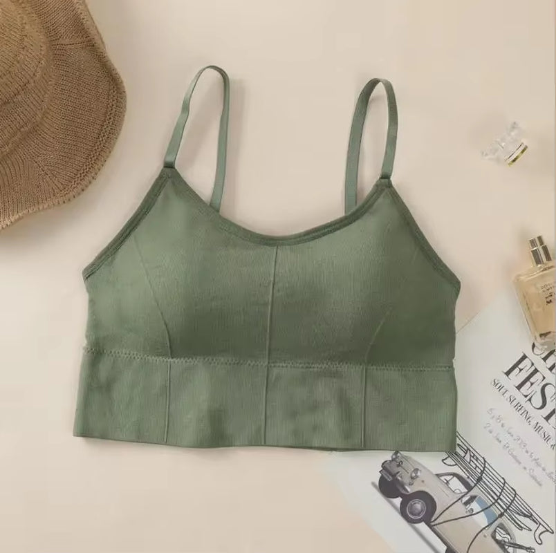 Women Tank Crop Top Seamless Underwear Female Crop Tops Sexy Lingerie Intimates with Removable Padded Camisole Femme Fashion